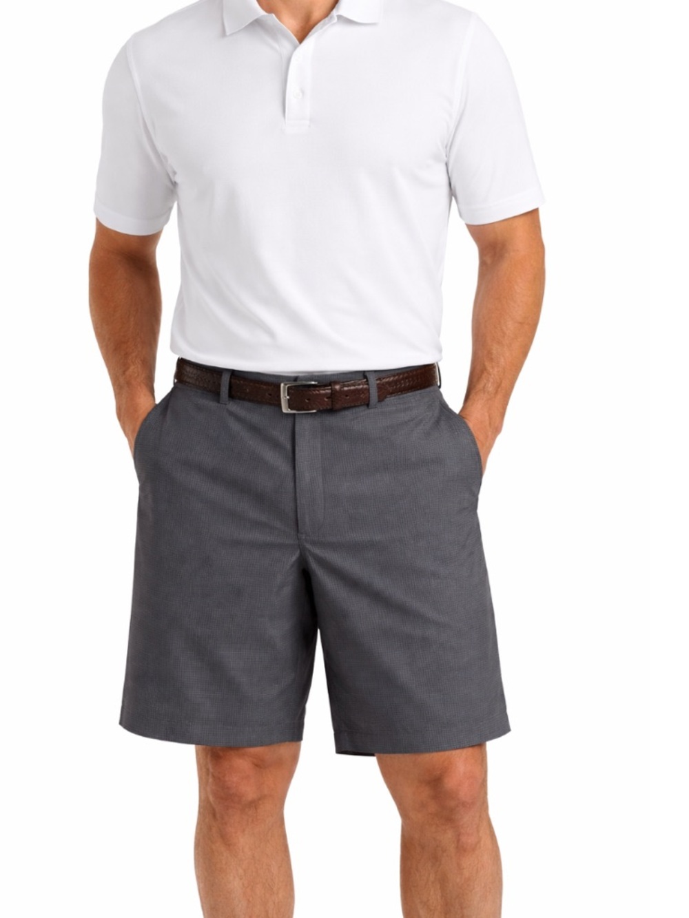 DXL Oak Hill Waist Relaxer Gray Microfiber Check Shorts Sz 46 NWOT Big & Tall